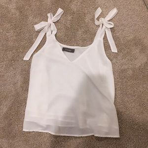Nice White Tank Top (adjustable tie straps)